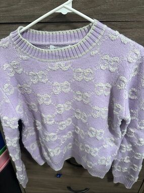 Lilac Crewneck Sweater Textured Pattern size M